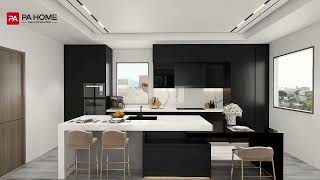 Modern Gallery Black Kitchen Cabinets with Island