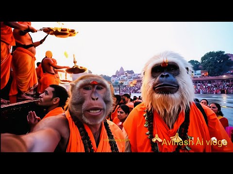 Monkey's first vlog is in the middle of the mountains of Kedarnath #vlog #viral 
