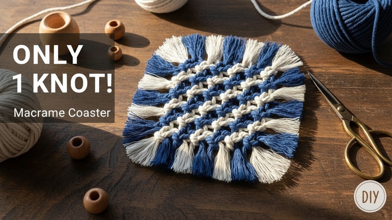 Only 1 Knot! Easy Macrame Coaster for Beginners | Series 3/15