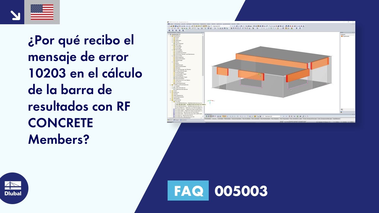 ¿Por qué recibo el mensaje de error 10203 para una viga de resultados cuando realizo el diseño con RF -CONCRETE Members?