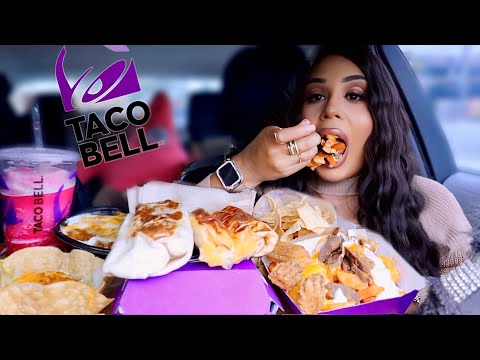 EATING TACO BELL NEW LUXE VALUE MENU! MINI TACO SALAD, BEEFY POTATO,STEAK GARLIC NACHO FRIES MUKBANG