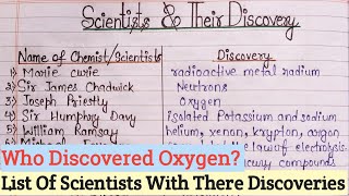 Scientists With Their Discoveries In Chemistry | List Of Chemistry Sci