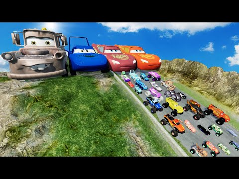 Big & Small McQueen, Tow Mater vs Dinoco, Doc Hudson vs Pixar Car vs DOWN OF DEATH - BeamNG.Drive