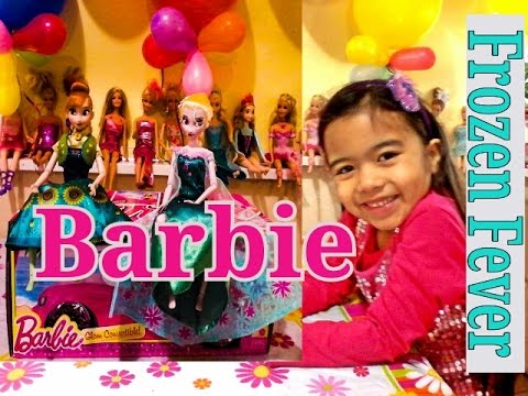Biggest Ever Barbie Surprise Glam Convertible Car Frozen Fever Elsa Anna Unboxing Playing Video