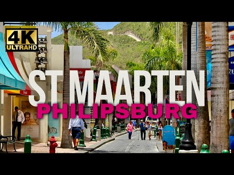 Walking Tour of Downtown Philipsburg St Maarten [4K]