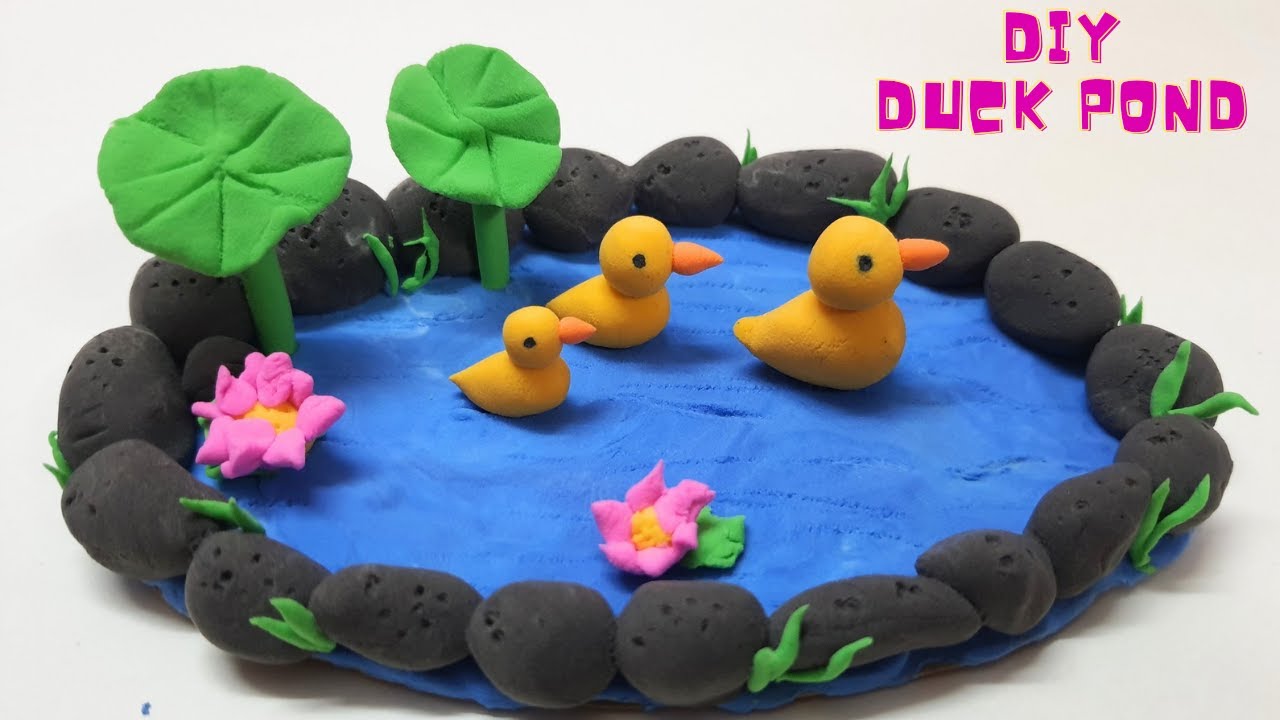 DIY CUTE DUCK POND / HOW TO MAKE DUCK POND / AIR DRY CLAY CRAFT / CLAY ART TUTORIAL