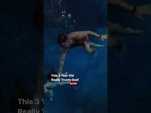 3 Yr Old Trust Dad to push her 10 Ft Deep in pool #learntoswim #swimminglessons #shorts #3yearsold