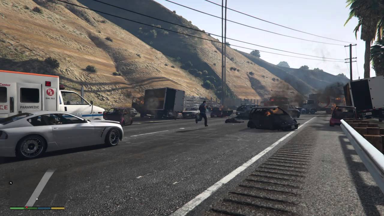 5 minute Grand Theft Auto V highway pileup/explosion. - YouTube