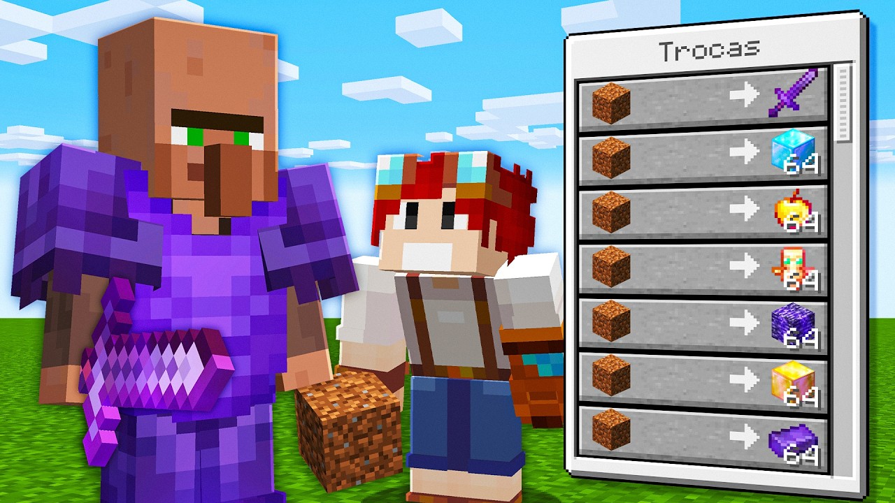 ALDEÕES trocam ITENS OPS no minecraft