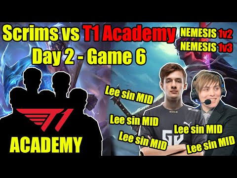 Nemesis and LS Scrims vs T1 Academy Day 2 - Game 6 | Nemesis uses Yone camped by Lee sin and the end