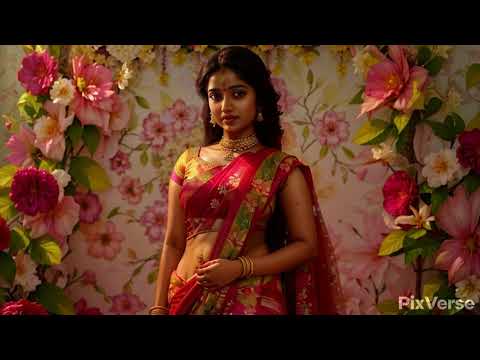 AI generated beautiful indian woman in a stunning floral design saree , saree sundari