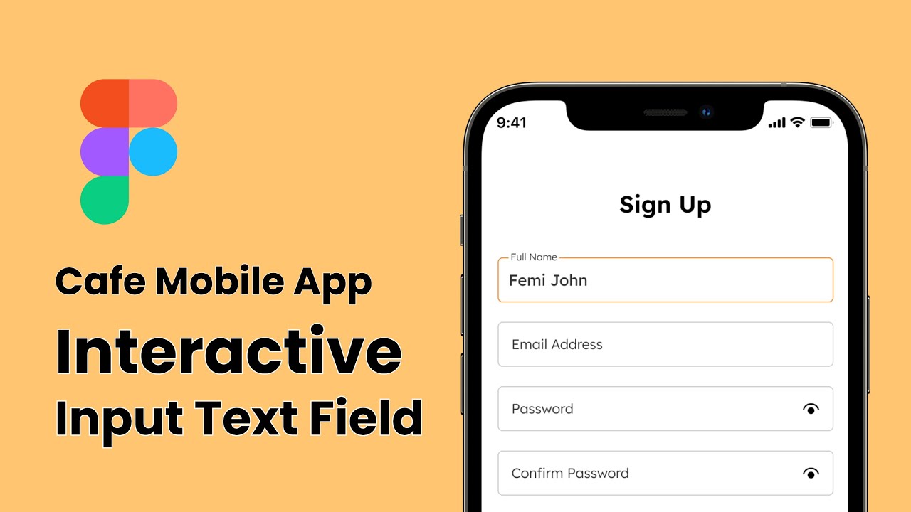 Mobile App UI Design in Figma: Login and Sign Up Screen with Interactive input field for a Cafe App.