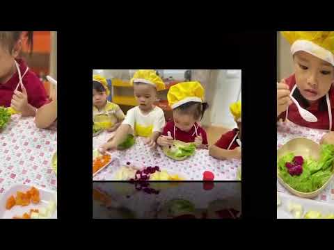 Các bé lớp MG bé số 1 tập làm nội trợ: Salat hoa quả