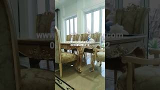 MEJA MAKAN ONIX DENGAN DESAIN KURSI MAKAN UKIR MEWAH MODERN / LUXURY DINING ROOM.