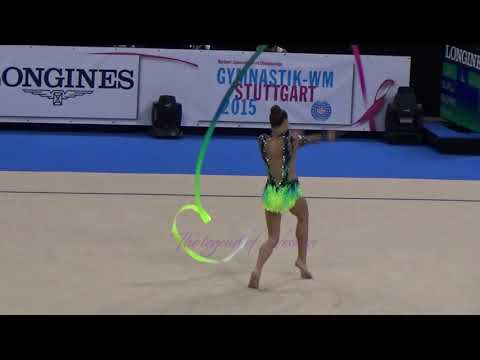 Hanna BAZHKO (BLR) ribbon - 2015 Stuttgart worlds Qualifs