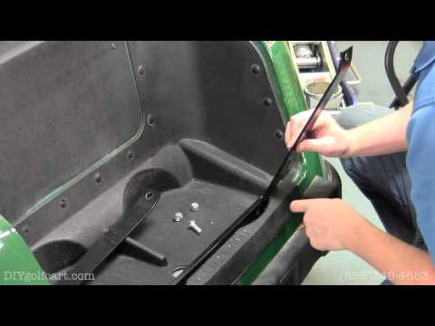 Part of a video titled EZGO RXV Golf Cart Rear Seat Kit | How to Install Video - YouTube