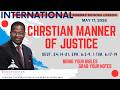 Christian Manner of Justice, Deut. 24, Eph 6:5-9, 1 Tim. 6:17-19, May 17, 2026, Sunday School (Int.)