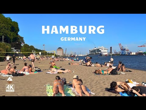 Hamburg, Germany beach walking tour 4k HDR