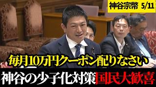 「シッター補助？誰も求めてない！」ズレまくりの政府を完全論破した歴史的瞬間【神谷宗幣/切り抜き】【高市早苗】【自民党】