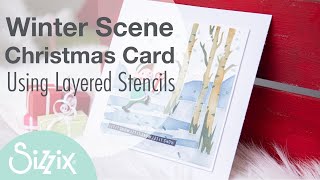 Winter Scene Christmas Card with the Stencil and Stamp Tool