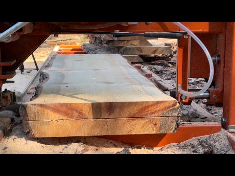 Milling Blue Sugar Pine Table Top Live Edge Slabs on Woodmizer LT15 Sawmill