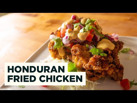 Pollo Chuco Recipe - Honduran Fried Chicken with Salsa and Plantains