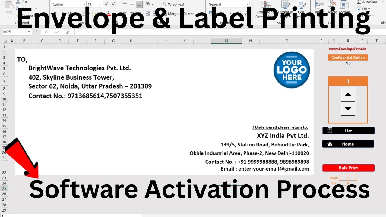 Activation for Envelope & Label Printing Software