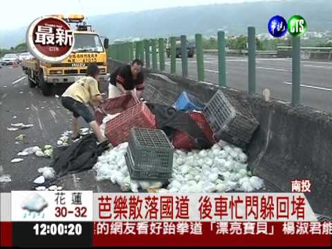 疑疲勞駕駛撞護欄 芭樂撒滿國道