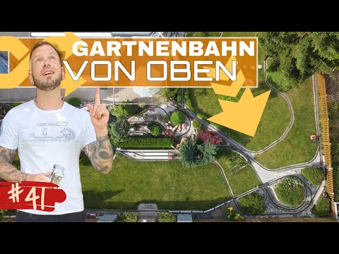 Unsere LGB Gartenbahn Anlage von oben, Spug G, Drohne DJI Marvic Mini