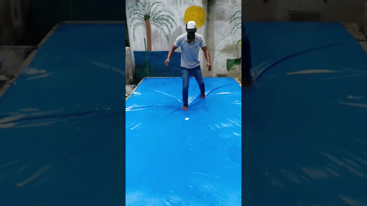 Testando a Capa de proteção da piscina.