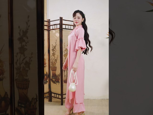 ED25S583 - Sét bộ áo dài lụa vân