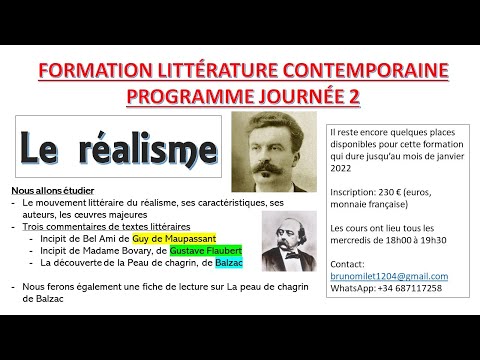 Formation littérature Programme journée 2 - Le réalisme - Maupassant, Flaubert, Balzac