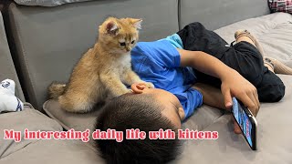 so funny and cute😂.How does the kitten react when I watch mobile video?The kitten rides a bike