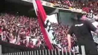 Frankfurt supporters making the concrete arena bouncin'!!