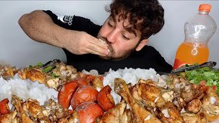 real mukbang| Grilled chicken and rice with tomatoes, salad and soft drink