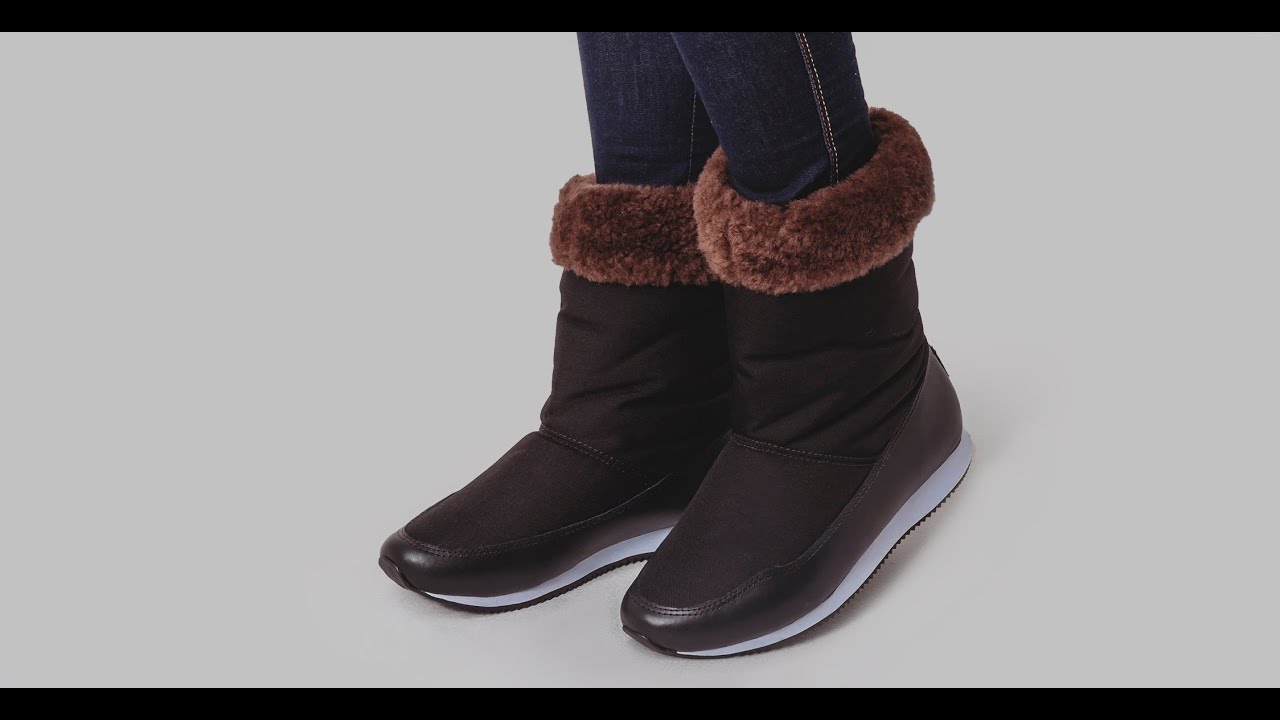 Bota feminina Foldy forrada em lã natural de carneiro Fiero