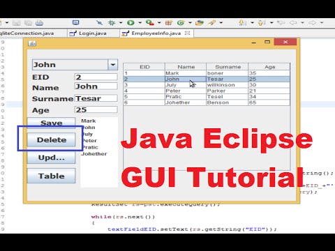 Java Eclipse GUI Tutorial 12 Deleting Data from an SQLite Database in Eclipse Java