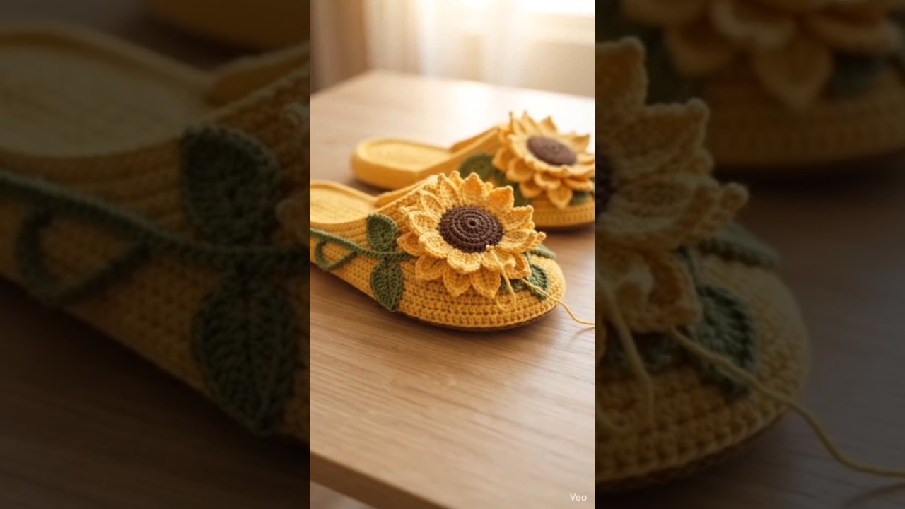 sunflower crochet slippers 🌻🧶#shorts #trending #viral