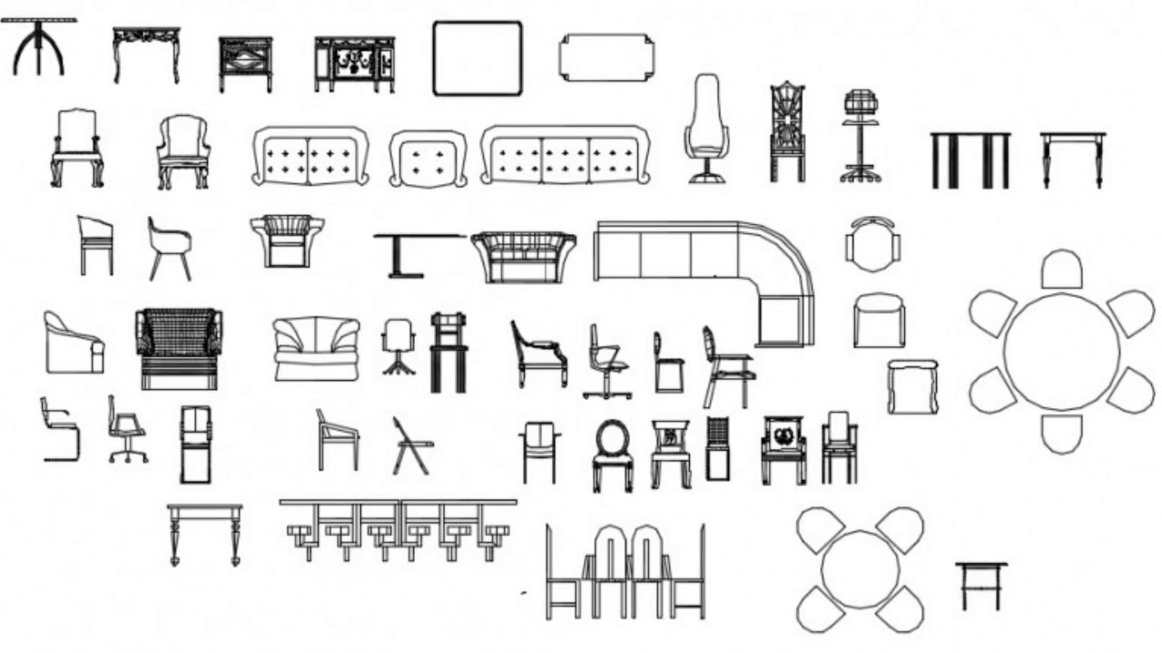 2D and 3D CAD furniture blocks of sofa set1