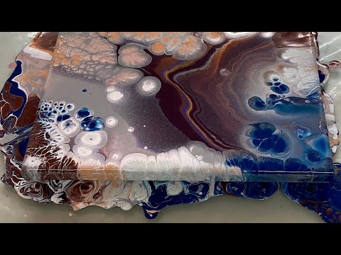 Simple & gorgeous acrylic cloud pearl pour, Easy puddle pour painting, Abstract painting.ASMR