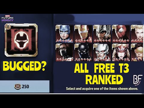 EVENT SHOP BUGGED??? FREE TIER 3 CHARACTERS RANKED | Marvel Future Fight!