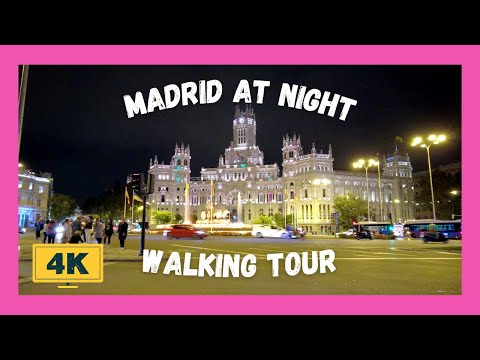 Madrid at Night Walking Tour | Bank of Spain | Gran Vía Street | | Spain | Binaural | ASMR | 4K