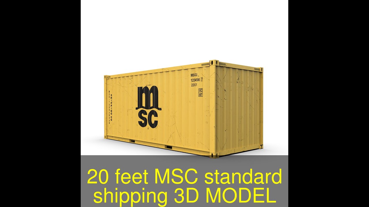 3D Model of 20 feet MSC standard shipping container Review