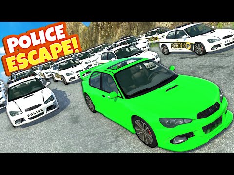 20 Police Cars Chase Suspects Down a Mountain in BeamNG Drive Mods!