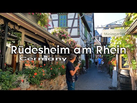 Passeio a pé por Rüdesheim am Rhein Alemanha 2022 / caminhada pela cidade