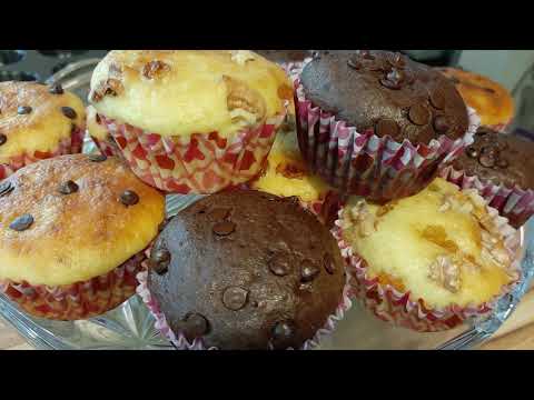 Chocolate & Vanilla Cupcakes Recipe| Super delicious cupcakes|No mixer| كب  كايك  مشكّل طعم رائع