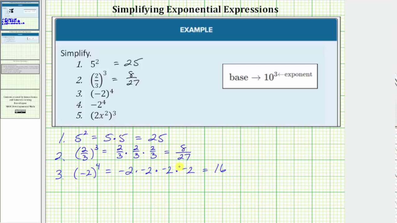 Simplify  Basic Exponential Expressions