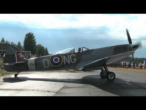 Jämi Fly In 2014 -- Supermarine Spitfire Mk. XVI engine start, takeoff and landing