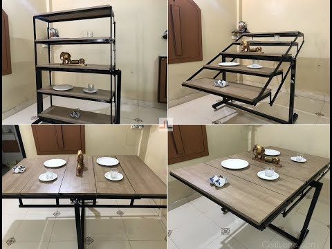 Convertible dining table shelf