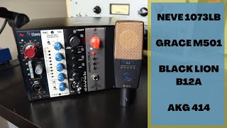 Video thumbnail for NEVE 1073lb, GRACE DESIGN M501, BLACK LION B12A MKII with AKG 414 by CLEAN MUD VIDEOS